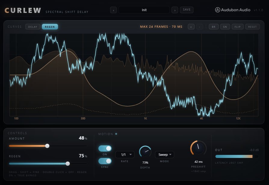 Curlew REGEN feedback curve in cyan