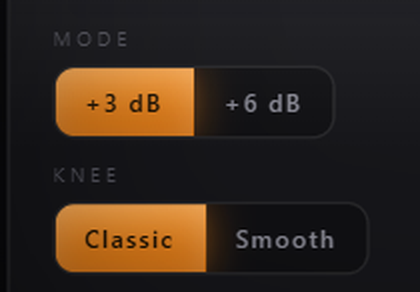 Heron mode selector showing +3dB and +6dB options