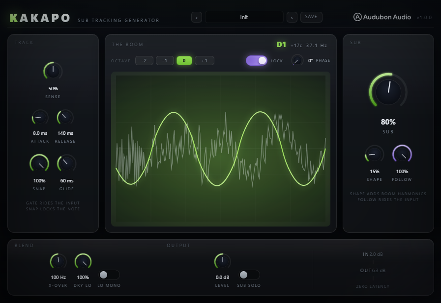 Kakapo Sub Tracking Generator plugin UI
