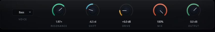 Starling Drive, Resonance and Formant Shift controls