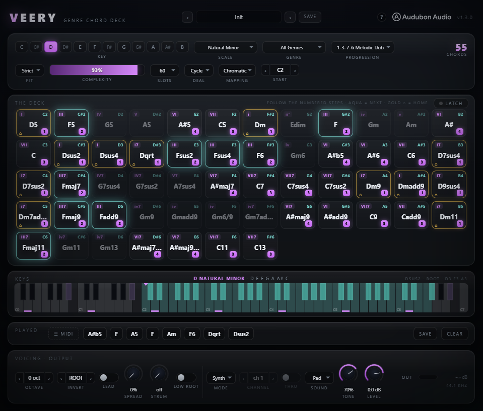 Veery Genre Chord Deck plugin UI