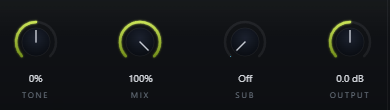 Warbler Sub control shown with Tone, Mix and Output
