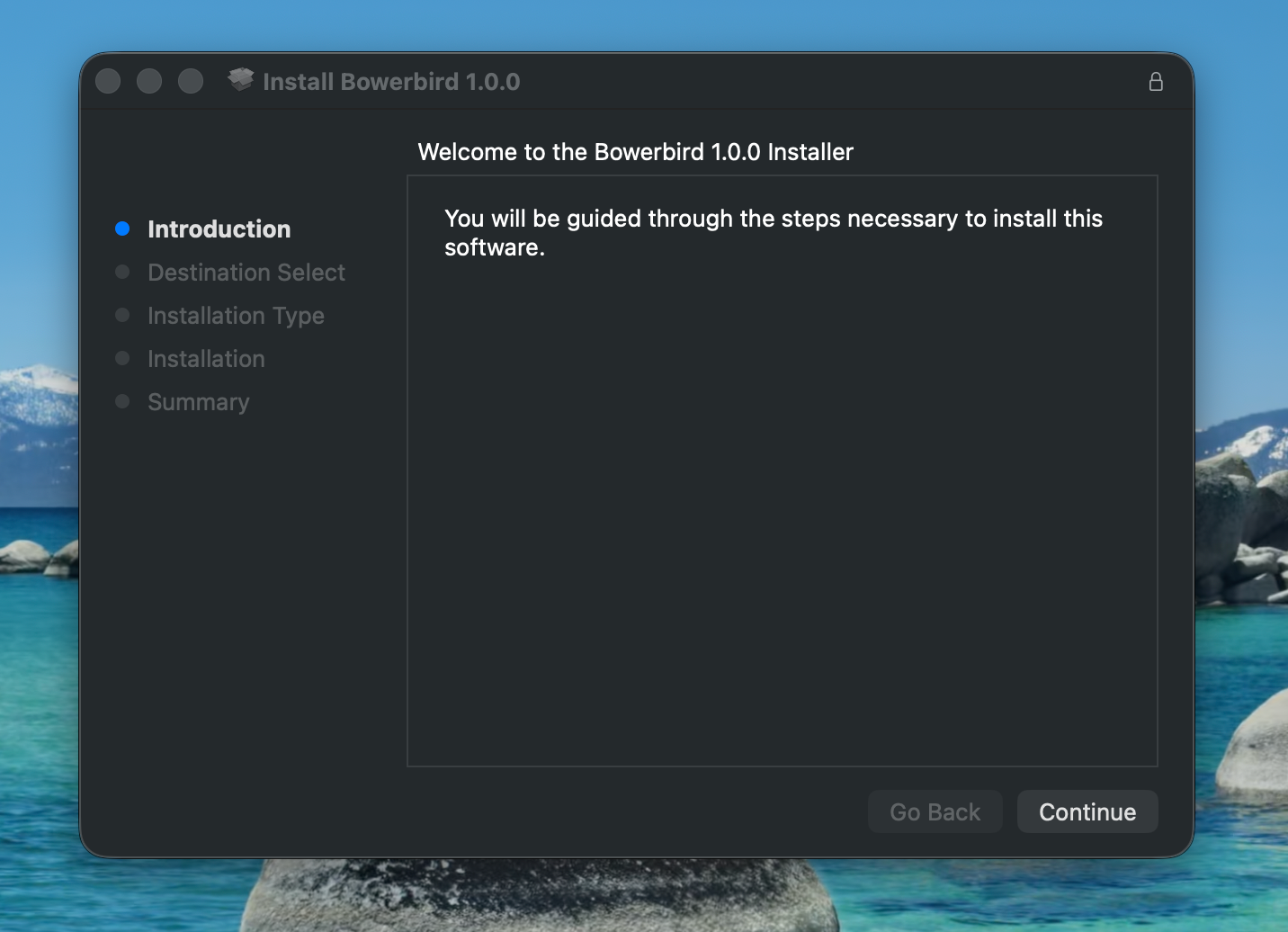 The macOS installer wizard - follow the steps to install