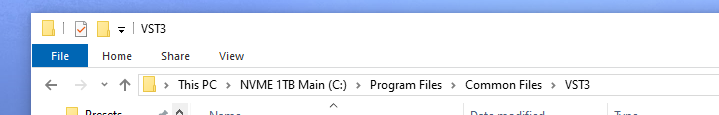 Windows Explorer address bar at C:\Program Files\Common Files\VST3